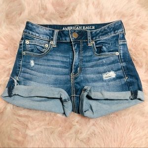 American Eagle Hi-Rise Shortie Jean Shorts